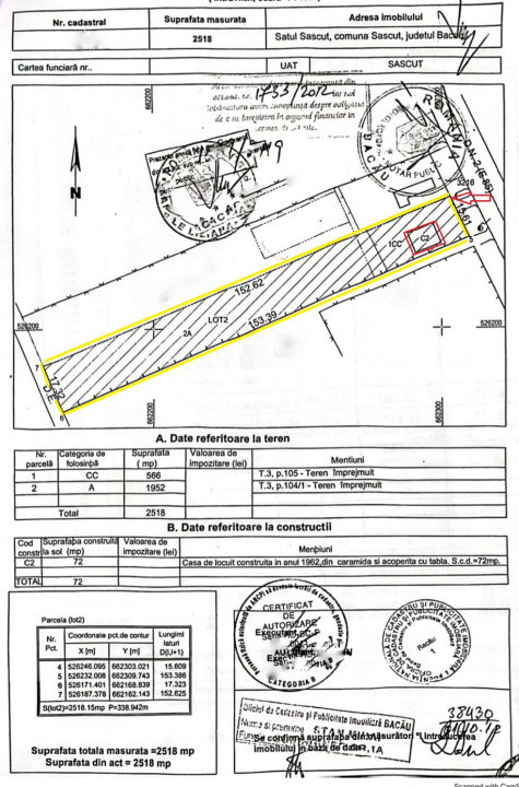 Casa cu 2.518 mp teren intravilan la drumul european, Sascut, jud. Bacau