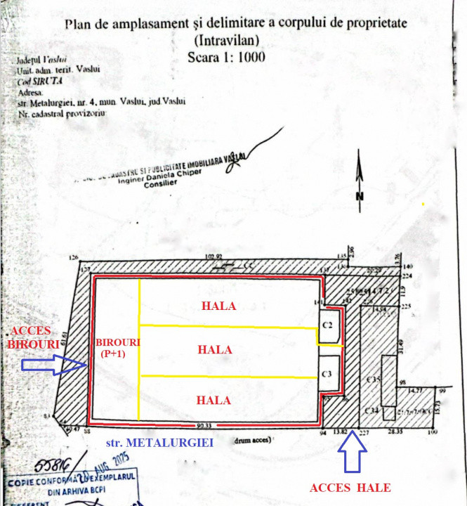 Vanzare/inchiriere 1-3 HALE si 1 cladire BIROURI, zona industriala mun. VASLUI 