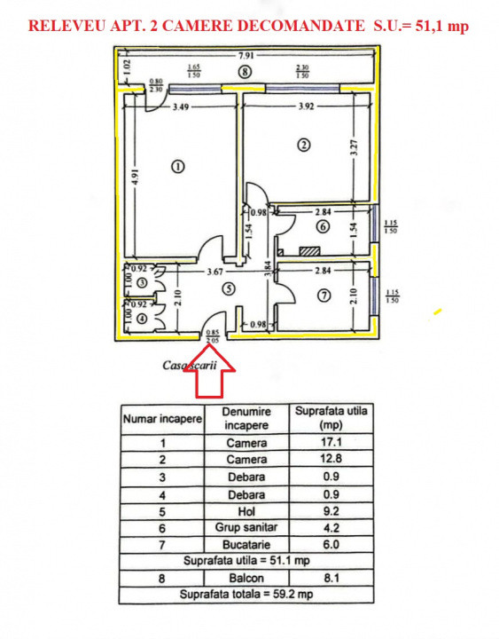 Apartament de vanzare 2 camere decomandate, str. Cornisa, Mun. Bacau