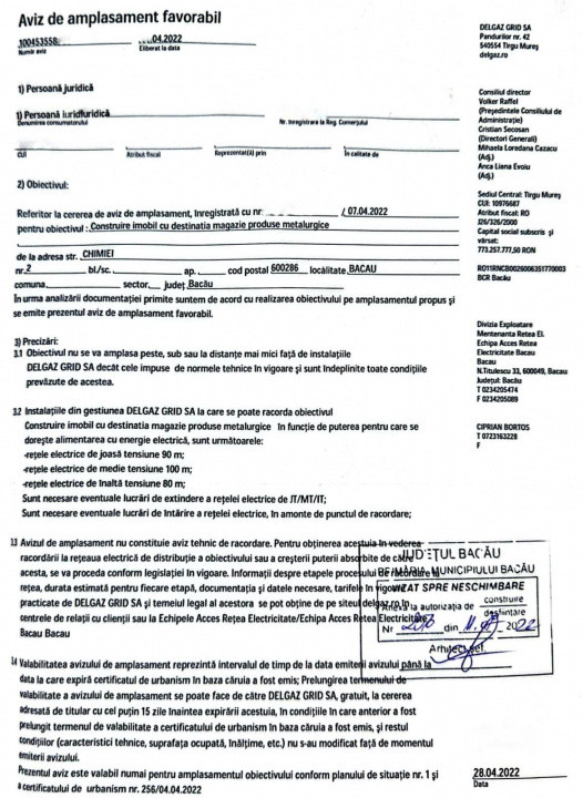 Teren industrial 14.740 mp, de vanzare, autorizatie constr., str Chimiei, Bacau