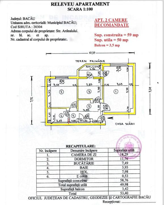 Apartament 2 camere de vanzare, str. Ardealului, Bacau