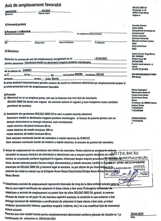 Teren industrial 14.740 mp, de vanzare, autorizatie constr., str Chimiei, Bacau