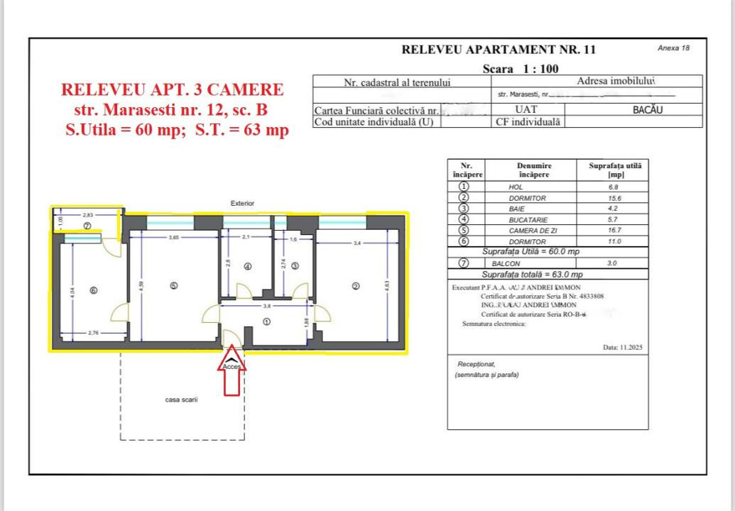 Apartament 3 camere de vanzare, ULTRACENTRAL,  str. Marasesti,  Bacau